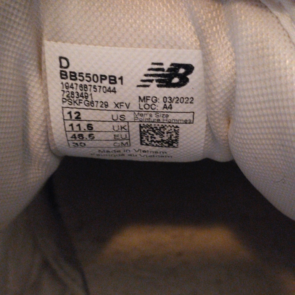New Balance 550 Size 12 Men's White Grey - Picture 2 of 4